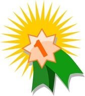 shining Award with green ribbon, drawing