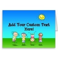 Kids Playing Outdoors On A Sunny Day Greeting Card