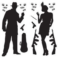 drawn silhouettes of a criminal couple