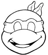 Black and whire drawing of the Ninja Turtle clipart