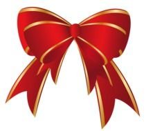 Cartoon Gold And Red Christmas Bow clipart