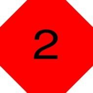number 2 on a red square with black corners