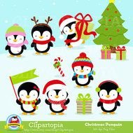 Christmas Penguin Digital clipart