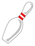 white skittle with red stripes on a white background