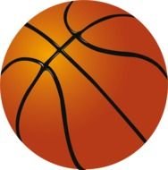 brown basketball ball with black stripes on a white background