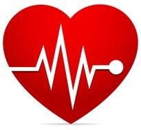 cardiogram drawing on a red heart