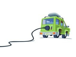 green electric car as a picture for clipart