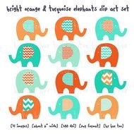 And Turquoise Blue Elephant Boys Girls Chevron