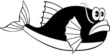 cartoon black fish drawing