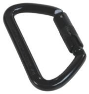 black carabiner on a white background