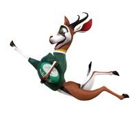 cartoon deer is playing rugby