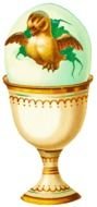 patterned egg in a glass