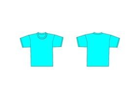 painted light blue t-shirt front and back view