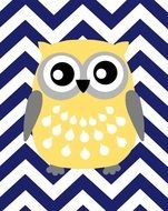 drawing of an owl on a striped background