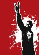 heavy metal singer on a red background