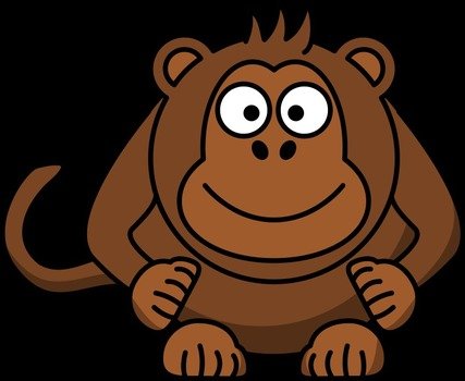 drawing of a brown monkey on a black background