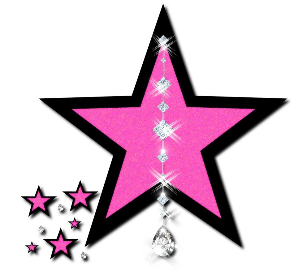painted pink stars with precious stones