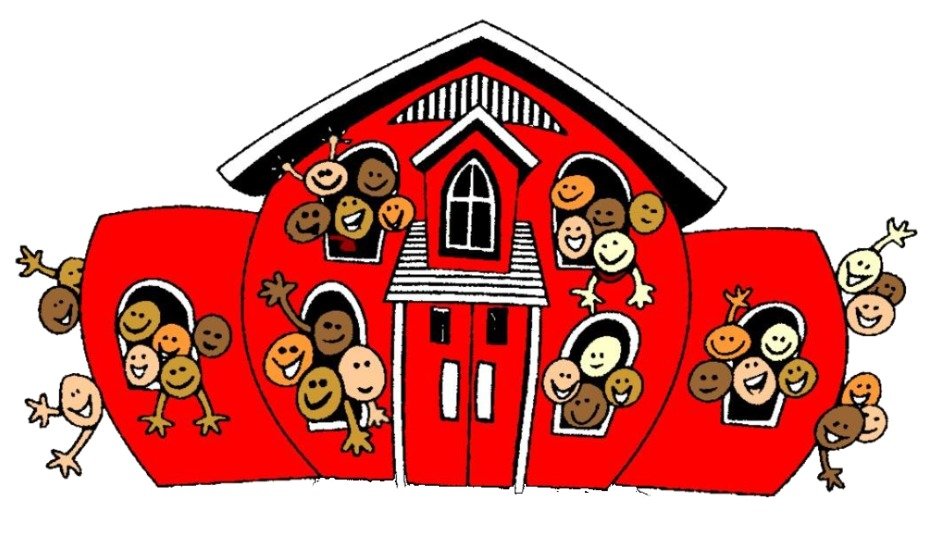 painted children in red school