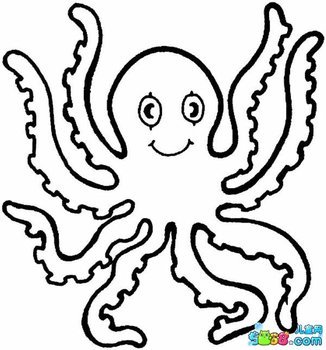 儿童动物简笔画大全 可爱的小乌贼 动物简笔画 5068 clipart