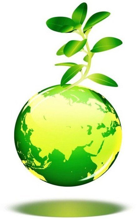 painted green sprout on the planet