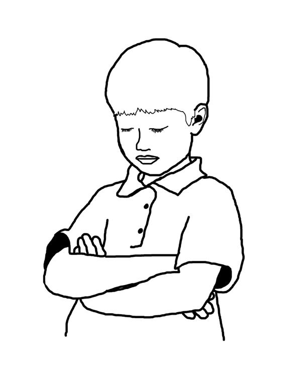 Drawing of a boy with arms crossed free image download