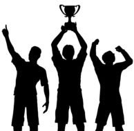 silhouette of athletes with a cup in their hands