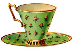 vintage green cup with roses