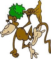funny cartoon monkey on a branch