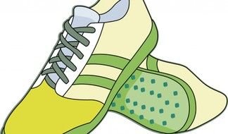 pair of green Tennis Shoes, drawing