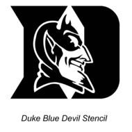 mascot of Blue Devils Hockey team, black and white