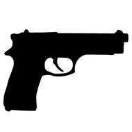 black silhouette of a pistol on a white background
