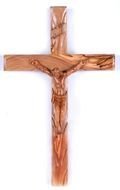wooden cross with jesus on a white background