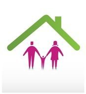 silhouette of a family under a green roof