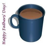 blue cup of coffee on a white background