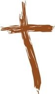 brown cross on a white background