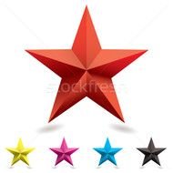 Illustration Collection Of Web Icons In Star Shape With Cmyk Colors