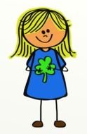 cartoon girl holds clover leaf