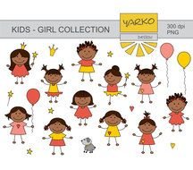 Cute Afro Kids Digital Baby Girl By Yarkodesign