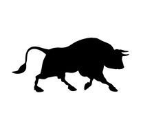 black silhouette of a bull on a white background