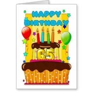 Birthday Cake With Candles Happy 65th Greeting Card