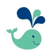 painted green whale with splashes