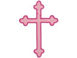 painted pink cross on a white background