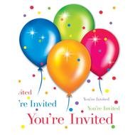 Birthday Invitations with bright balloons