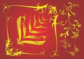 tribal ornaments on the red background