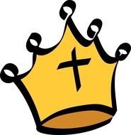 drawing of a yellow crown with a cross