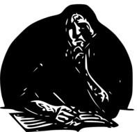black drawing of a man at the table
