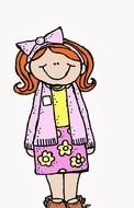 painted girl in a pink suit