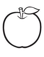 apple with leaf, outline