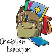 drawing of a backpack with school supplies on a white background