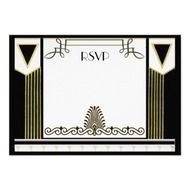 Vintage Art Deco Couple Formal Wedding Rsvp 35x5 Paper Invitation